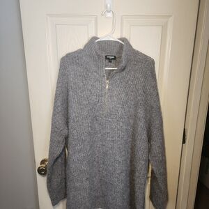 Express Heather Gray Zip-Up Sweater